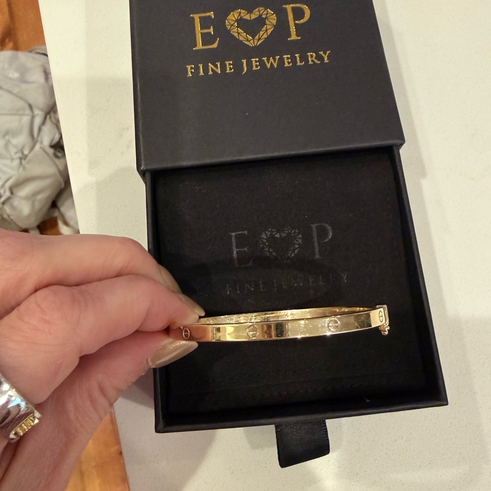 EP Fine Jewelry thin devotion bangle yellow gold size 16 cm